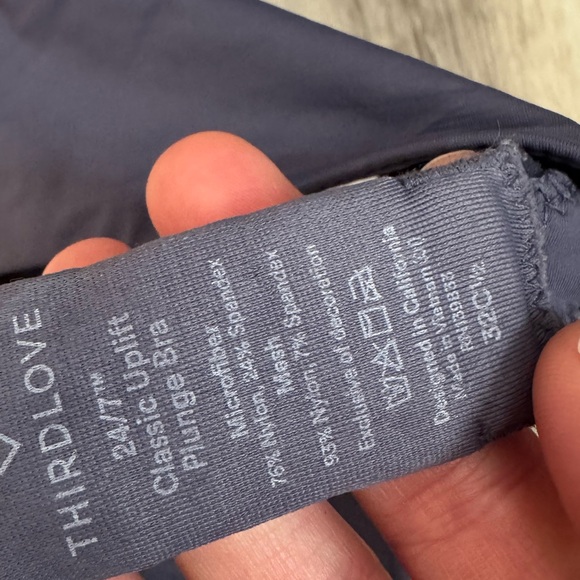 ThirdLove Classic Uplift Plunge Blue Lace Overlay Bra - Size 32C 1/2 - Picture 5 of 5